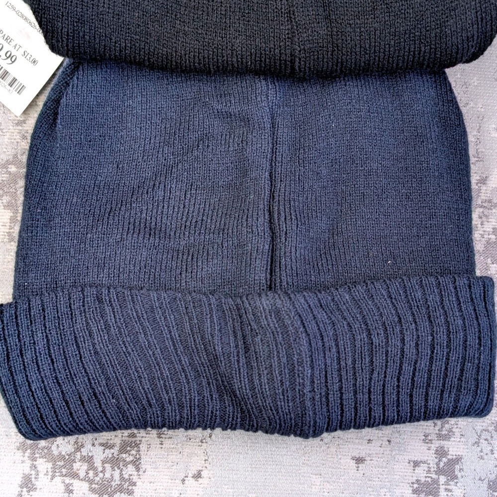 Ben Sherman Mens 3 Pack Knit Cuffed Beanie Hats Black Navy Grey New - Picture 9 of 14